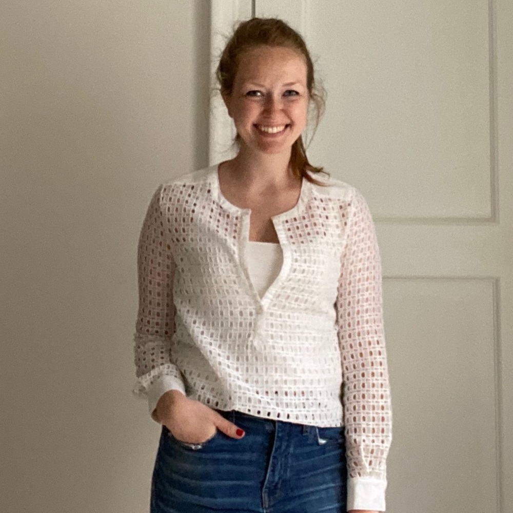 Banana Republic crocheted button down top